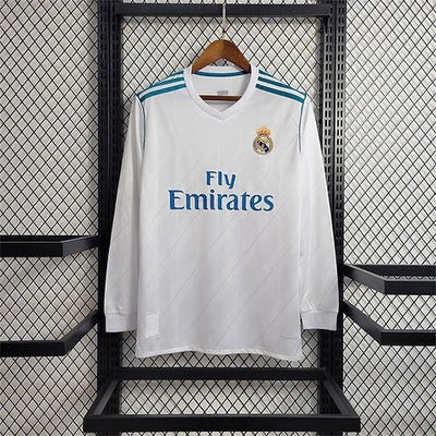 2017-18 Real Madrid Home Vintage Maniche Lunghe S-2XL