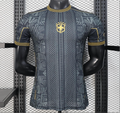 2026 Brasile Nero con fantasia geometrica tribale Dorata da Giocatore S-2XL